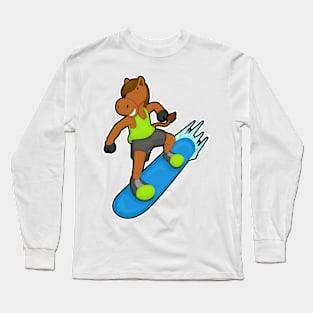 Horse as Snowboarder with Snowboard Long Sleeve T-Shirt